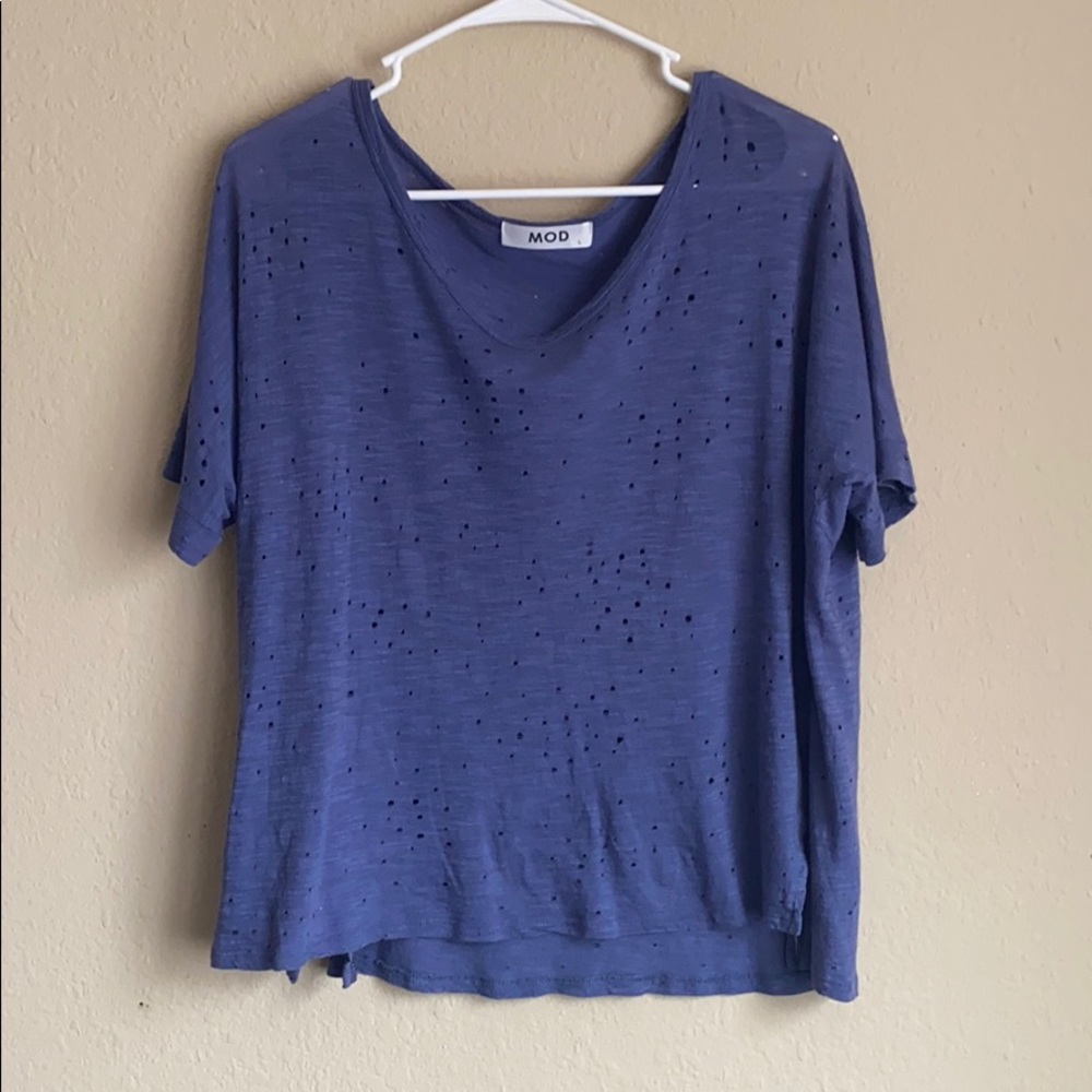 MOD shirt with fabricated holes throughout. Large